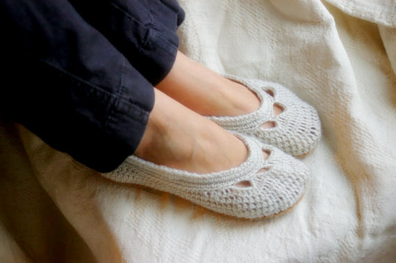 Crochet Pattern For Womens House Slipper The Adult Yoke Ballet Flat Pdf Pattern Number 110