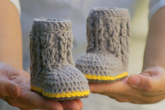 Crochet Patterns - Baby Cable Boots - Baby Booties Pattern Number 107