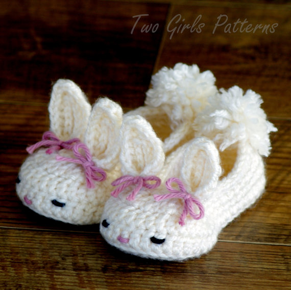 Crochet Pattern Baby Booties Bunny House Slippers Pdf Pattern - Pattern Number 204