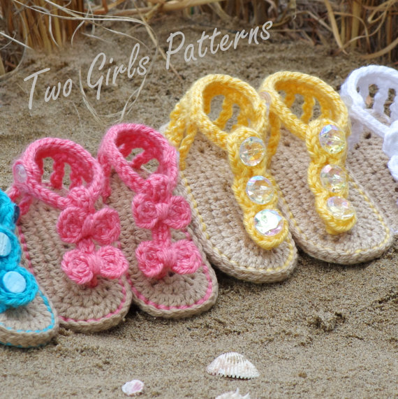 Crochet Pattern For Baby Seaside Gladiator Sandals - Both Versions And 2 Sizes Included In Pattern - Pattern Number 211
