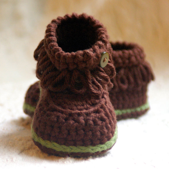 Crochet Pattern Fringe Baby Booties - Pattern Number 207